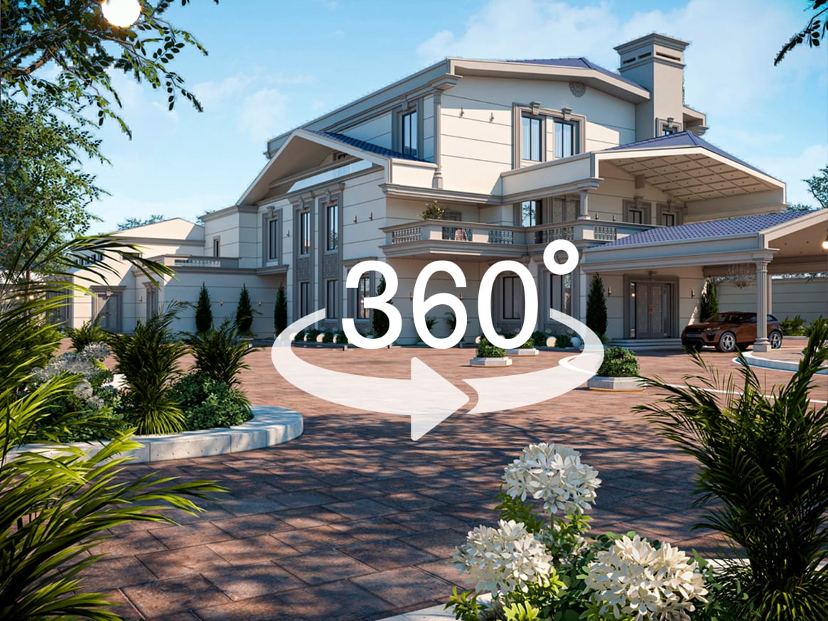 Architectural design, interior concepts, high‑end renders and 360° virtual tours let you walk through the villa